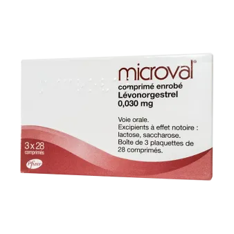 Микровал (полный аналог Микролют) Франция 0,03мг таблетки №84 (28*3) курс 3 месяца